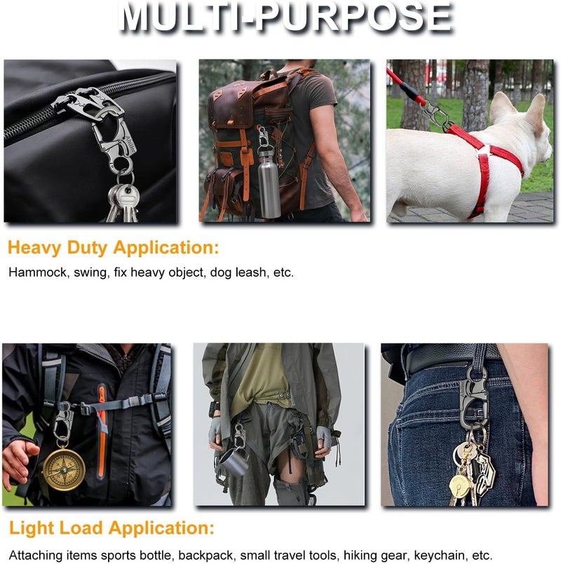 Ahiller Carabiner Keychain Clip, Double Lock Designed - Tungsten Steel Tip, Multifounction Tools for Camping, Hiking, Fishing, Outdoor Survival - Image 3